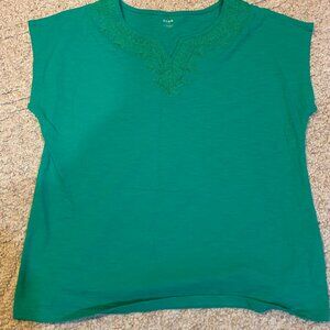 Green Short-Sleeved Embossed Dress Top - XL